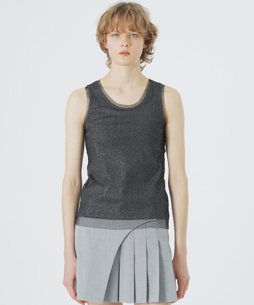 LOVELESS（ラブレス）の「ラメチュールタンクトップ（タンクトップ・レディース・オフホワイト/ベージュ系その他/ブラック・36）」の2枚目の写真