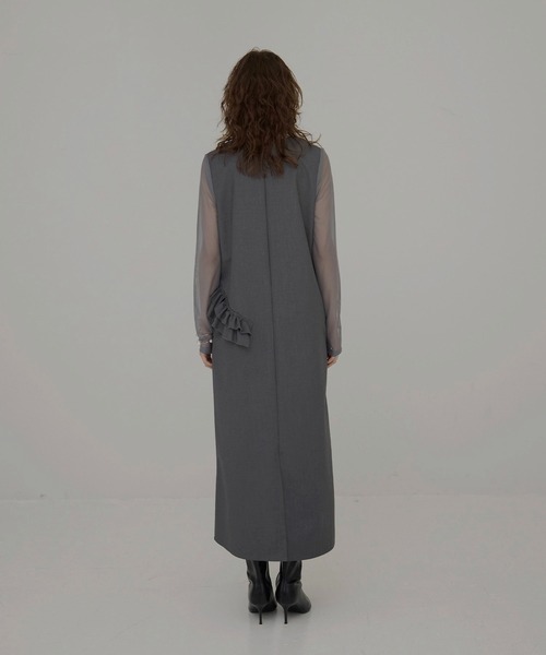 MIELI INVARIANT（ミエリインヴァリアント）の「Manish Twill Frill Dress（ワンピース・レディース・ブラック/グレー・FREE）」の5枚目の写真