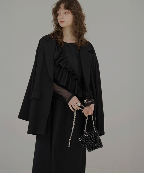 MIELI INVARIANT（ミエリインヴァリアント）の「Manish Twill Frill Dress（ワンピース・レディース・ブラック/グレー・FREE）」の18枚目の写真