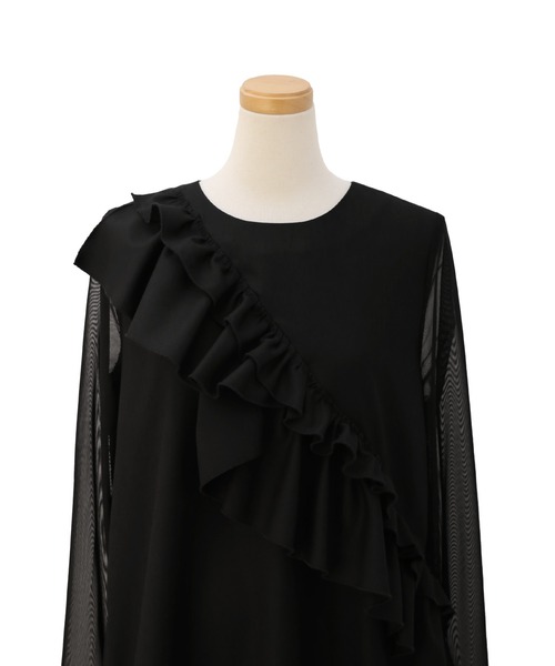 MIELI INVARIANT（ミエリインヴァリアント）の「Manish Twill Frill Dress（ワンピース・レディース・ブラック/グレー・FREE）」の14枚目の写真