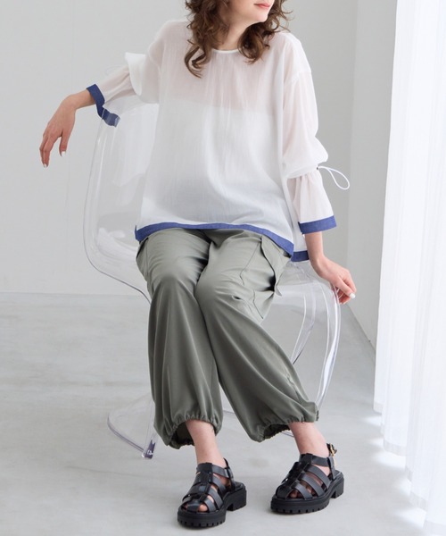 R-ISM(リズム)の「【洗える】パラシュートパンツ(その他パンツ・レディース・カーキ/ブラック・2/4)」の4枚目の写真