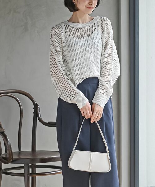 Deuxieme Classe リップルアミプルオーバー ニット ホワイト