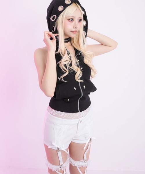 Diable baiser（ディアブルベーゼ）の「魅せレースガーター付ギャルショートパンツ（その他パンツ・レディース・ブラック/ホワイト・SMALL/MEDIUM/LARGE/LL）」の5枚目の写真