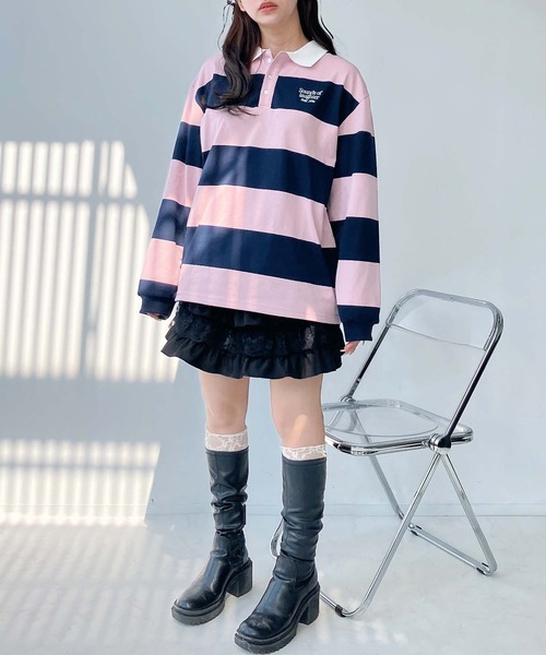 【即完売モデル美品】FR2 パイルロゴ 入手困難 希少 ラガーシャツ 長袖 FR2 新品 エフアールツー #FR2 Cheer Leader Longsleeve T-Shirt