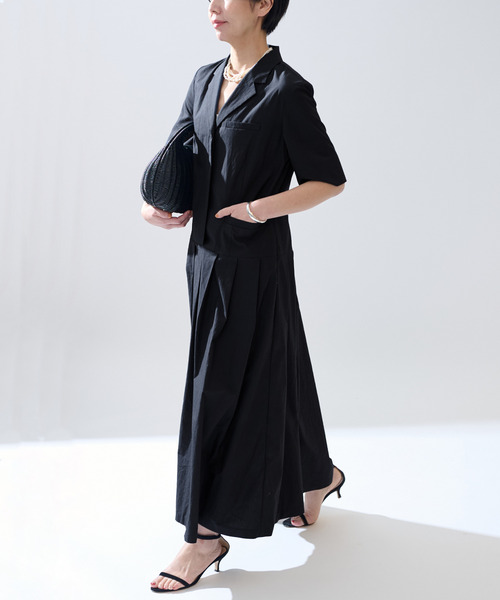 VERMEIL par iena(ヴェルメイユパーイエナ)の「コットンリネンタイプライターワンピース(ワンピース・レディース・ネイビー/ブラック・36/38)」の3枚目の写真