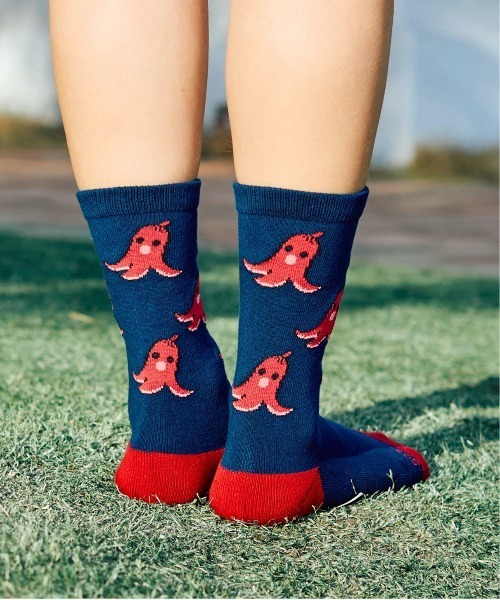 go slow caravan(ゴースローキャラバン)の「ジャガード クルーソックス(ソックス/靴下・メンズ・バイオレット/ブラック/ホワイト/ネイビー/オレンジ/ブルー系その他・LARGE/MEDIUM)」の3枚目の写真