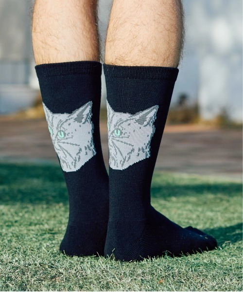 go slow caravan(ゴースローキャラバン)の「ジャガード クルーソックス(ソックス/靴下・メンズ・バイオレット/ブラック/ホワイト/ネイビー/オレンジ/ブルー系その他・LARGE/MEDIUM)」の2枚目の写真