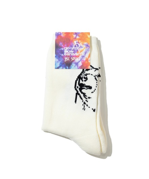 go slow caravan(ゴースローキャラバン)の「ジャガード クルーソックス(ソックス/靴下・メンズ・バイオレット/ブラック/ホワイト/ネイビー/オレンジ/ブルー系その他・LARGE/MEDIUM)」の8枚目の写真