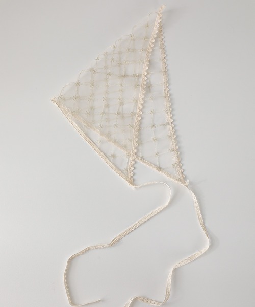 Monocoro toppi（モノコロトッピ）の「花柄 ラメレース バブーシュカ（その他ヘアアクセサリー・レディース・アイボリー/ブラック・フリー）」の7枚目の写真