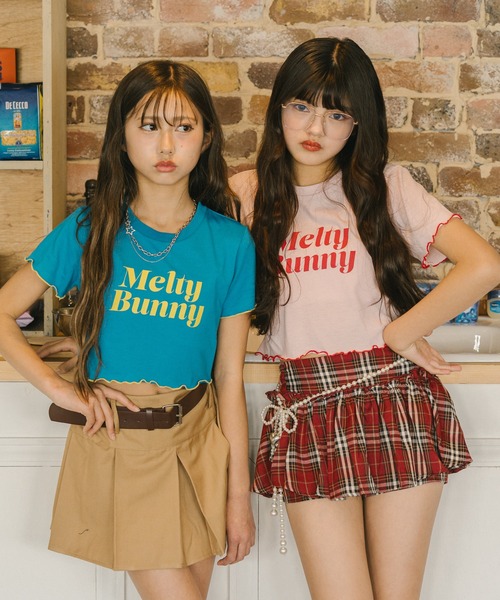URBAN CHERRY（アーバンチェリー）の「【MELTY BUNNY/メルティバニー】配色メロウロゴプリントTシャツ（Tシャツ/カットソー・キッズ・ピンク/ブルー/ブラック・XS/S/M）」の12枚目の写真
