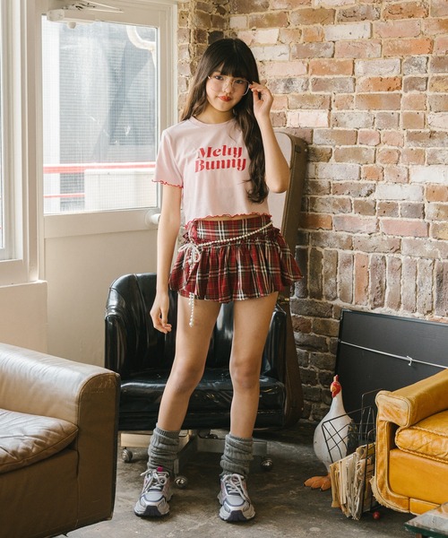 URBAN CHERRY（アーバンチェリー）の「【MELTY BUNNY/メルティバニー】配色メロウロゴプリントTシャツ（Tシャツ/カットソー・キッズ・ピンク/ブルー/ブラック・XS/S/M）」の19枚目の写真