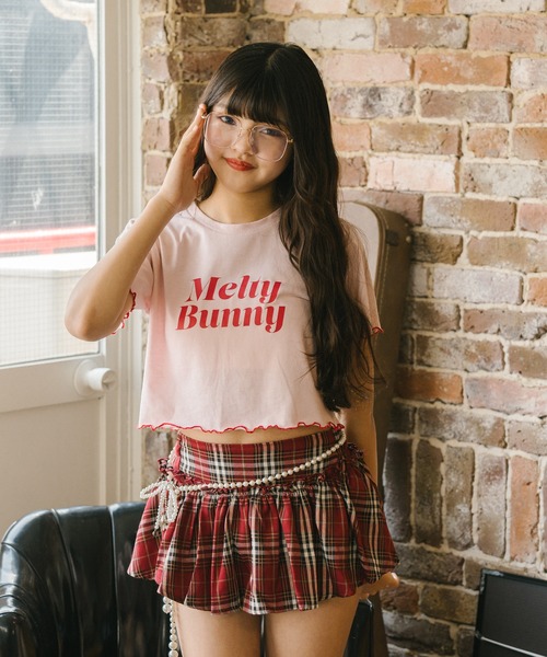URBAN CHERRY（アーバンチェリー）の「【MELTY BUNNY/メルティバニー】配色メロウロゴプリントTシャツ（Tシャツ/カットソー・キッズ・ピンク/ブルー/ブラック・XS/S/M）」の6枚目の写真