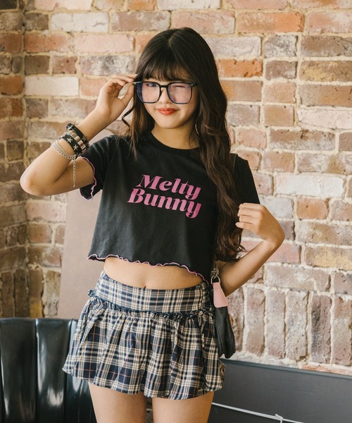 URBAN CHERRY（アーバンチェリー）の「【MELTY BUNNY/メルティバニー】配色メロウロゴプリントTシャツ（Tシャツ/カットソー・キッズ・ピンク/ブルー/ブラック・XS/S/M）」の9枚目の写真