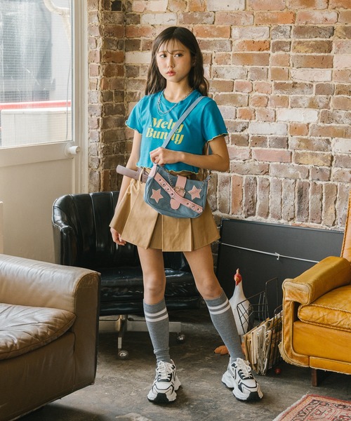 URBAN CHERRY（アーバンチェリー）の「【MELTY BUNNY/メルティバニー】配色メロウロゴプリントTシャツ（Tシャツ/カットソー・キッズ・ピンク/ブルー/ブラック・XS/S/M）」の14枚目の写真