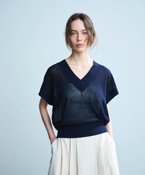 SHAREEF ダークブルー Vネックセーター SHAREEF Vネックプルオーバー ブルー スウェット