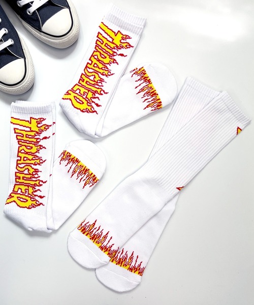 【THRASHER】FLAME LOGO CREW SOCKS 3点セット 靴下 THRASHER スラッシャー ソックス FLAME LOGO SOCKS 靴下