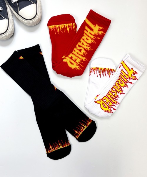 セール】【THRASHER】スラッシャー FLAME LOGO PILE 3PACK SOCKS