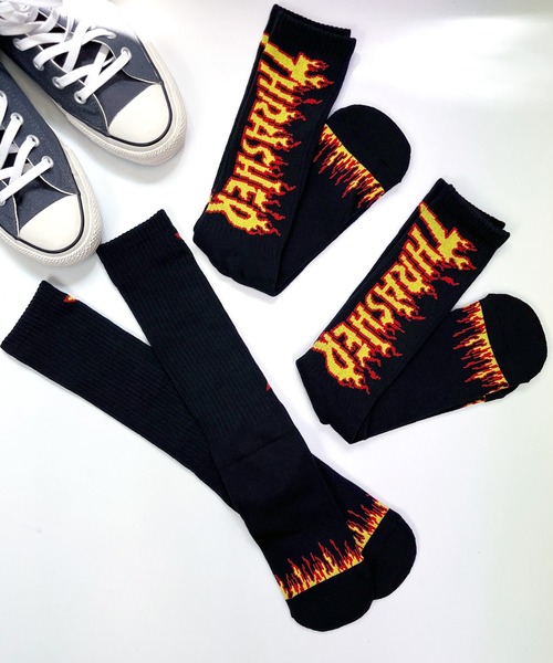 【THRASHER】FLAME LOGO CREW SOCKS 3点セット 靴下 セール】【THRASHER】スラッシャー FLAME LOGO PILE 3PACK SOCKS