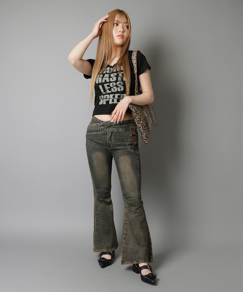 SPINNS（スピンズ）の「スエードトートバッグ/ラインストーンロゴ（トートバッグ・レディース・ブラック/アイボリー/レオパード・ONESIZE）」の9枚目の写真