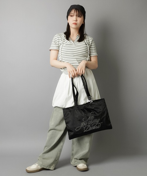 SPINNS（スピンズ）の「スエードトートバッグ/ラインストーンロゴ（トートバッグ・レディース・ブラック/アイボリー/レオパード・ONESIZE）」の16枚目の写真