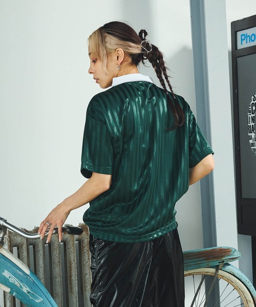 DURAS(デュラス)の「グロスストライプゲームシャツ(Tシャツ/カットソー・レディース・ブラック/ブルー/グリーン・SMALL/MEDIUM)」の12枚目の写真