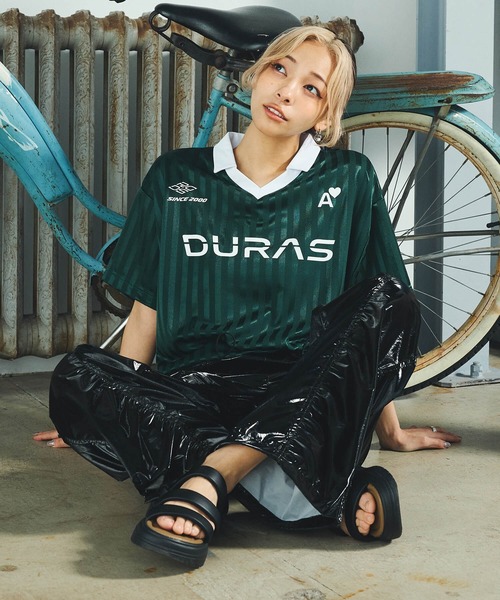 DURAS(デュラス)の「グロスストライプゲームシャツ(Tシャツ/カットソー・レディース・ブラック/ブルー/グリーン・SMALL/MEDIUM)」の9枚目の写真