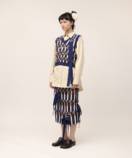 セール】【leinwande】Braids Stripe Knitted Skirt（ニット/セーター