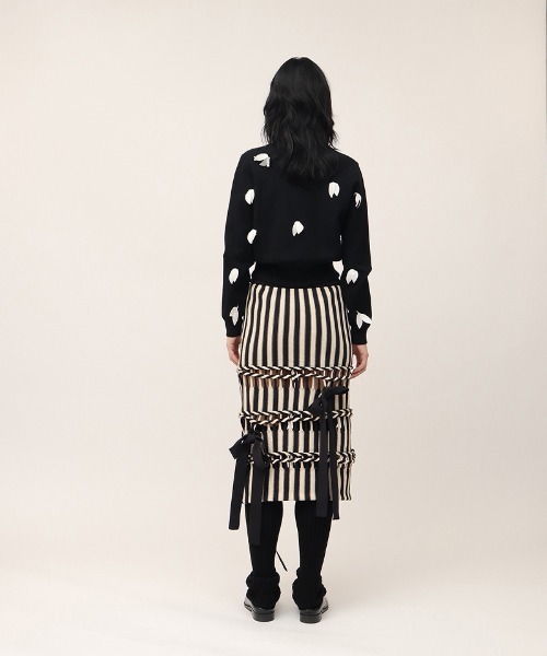 leinwande(ラインヴァンド)の「【leinwande】Braids Stripe Knitted Skirt(ニット/セーター・レディース・ブラック/ネイビー・ONE SIZE)」の14枚目の写真