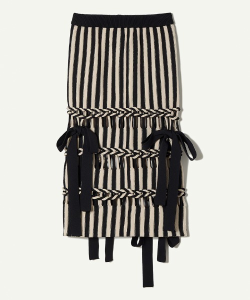 leinwande(ラインヴァンド)の「【leinwande】Braids Stripe Knitted Skirt(ニット/セーター・レディース・ブラック/ネイビー・ONE SIZE)」の11枚目の写真