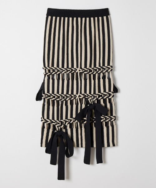 leinwande(ラインヴァンド)の「【leinwande】Braids Stripe Knitted Skirt(ニット/セーター・レディース・ブラック/ネイビー・ONE SIZE)」の9枚目の写真