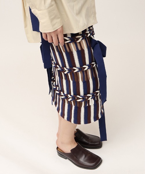 leinwande(ラインヴァンド)の「【leinwande】Braids Stripe Knitted Skirt(ニット/セーター・レディース・ブラック/ネイビー・ONE SIZE)」の7枚目の写真