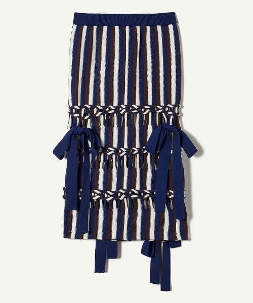 leinwande(ラインヴァンド)の「【leinwande】Braids Stripe Knitted Skirt(ニット/セーター・レディース・ブラック/ネイビー・ONE SIZE)」の6枚目の写真