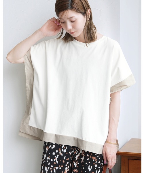 reca(レカ)の「ドライタッチポンチョプルオーバー(Tシャツ/カットソー・レディース・ブルー/ブラック/オフホワイト・FREE)」の1枚目の写真