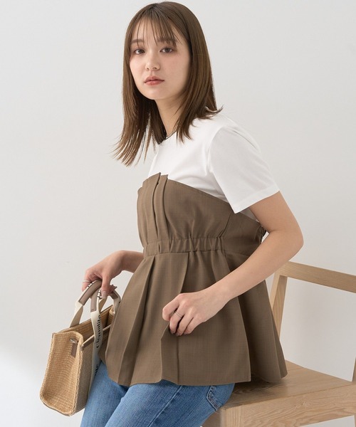 earth music&ecology（アースミュージックアンドエコロジー）の「ビスチェドッキングプルオーバー（Tシャツ/カットソー・レディース・グレー/ブラック/モカ・FREE）」の3枚目の写真