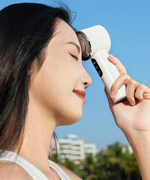 Cinderella(シンデレラ)の「ハンディファン スタンド 冷却 小型扇風機 扇風機 携帯扇風機 ハンディ ストラップ 大風量 夏 充電式 コンパクト 持ち運び 手持ち 冷却プレート おしゃれ 長持ち 小型 軽量 軽い typeC 黒 ブラック 白 ホワイト 紫 パープル(生活家電・レディース・ブラック/ホワイト/パープル・FREE)」の1枚目の写真