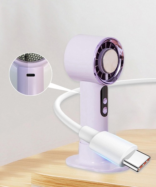 Cinderella(シンデレラ)の「ハンディファン スタンド 冷却 小型扇風機 扇風機 携帯扇風機 ハンディ ストラップ 大風量 夏 充電式 コンパクト 持ち運び 手持ち 冷却プレート おしゃれ 長持ち 小型 軽量 軽い typeC 黒 ブラック 白 ホワイト 紫 パープル(生活家電・レディース・ブラック/ホワイト/パープル・FREE)」の13枚目の写真