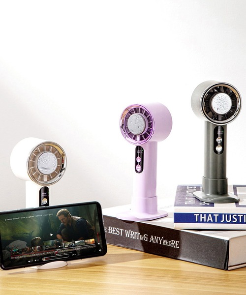 Cinderella(シンデレラ)の「ハンディファン スタンド 冷却 小型扇風機 扇風機 携帯扇風機 ハンディ ストラップ 大風量 夏 充電式 コンパクト 持ち運び 手持ち 冷却プレート おしゃれ 長持ち 小型 軽量 軽い typeC 黒 ブラック 白 ホワイト 紫 パープル(生活家電・レディース・ブラック/ホワイト/パープル・FREE)」の6枚目の写真