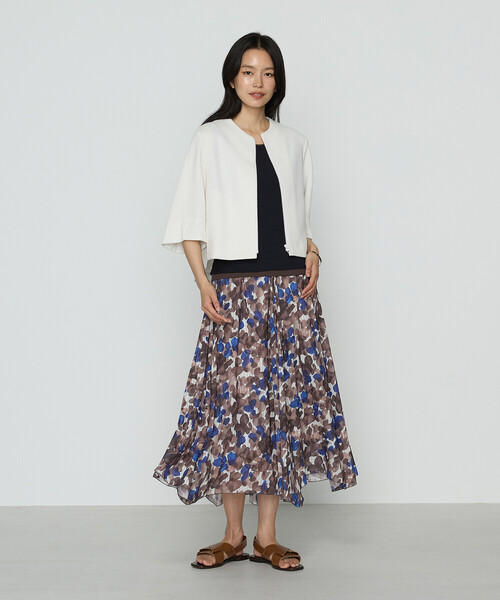K.T KIYOKO TAKASE（キヨコタカセ）の「強撚カッセンアートプリント ハンカチーフヘムスカート（スカート・レディース・ブラウン・11号/9号/7号）」の9枚目の写真