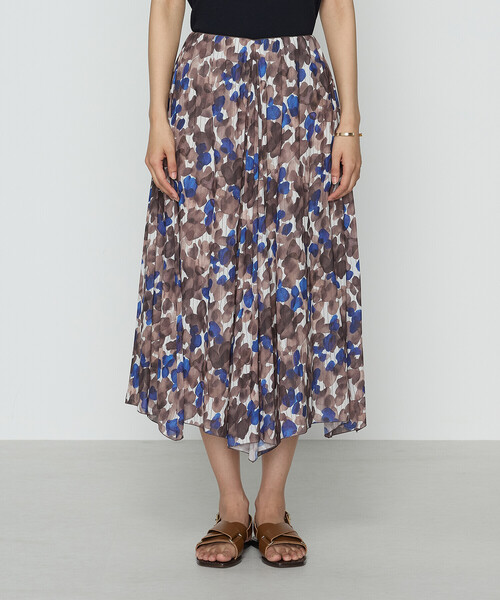 K.T KIYOKO TAKASE（キヨコタカセ）の「強撚カッセンアートプリント ハンカチーフヘムスカート（スカート・レディース・ブラウン・11号/9号/7号）」の7枚目の写真