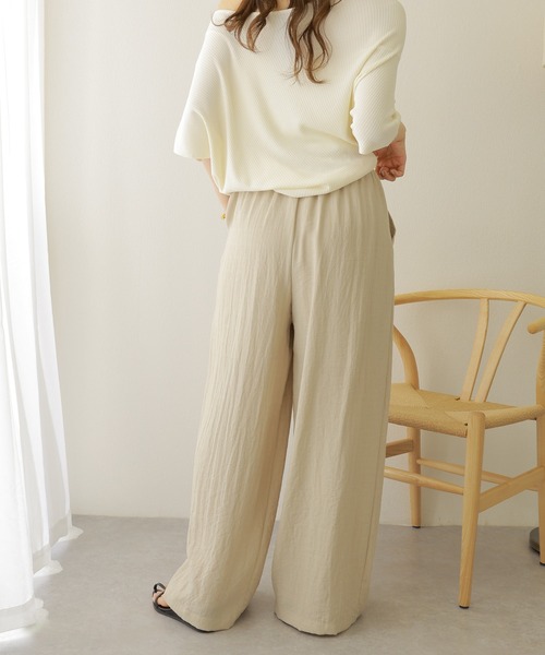 LAULEN(ローレン)の「linen wide relax pants /コード付き ワイド リラックス パンツ(その他パンツ・レディース・ブラック/ベージュ/アイボリー・FREE)」の9枚目の写真