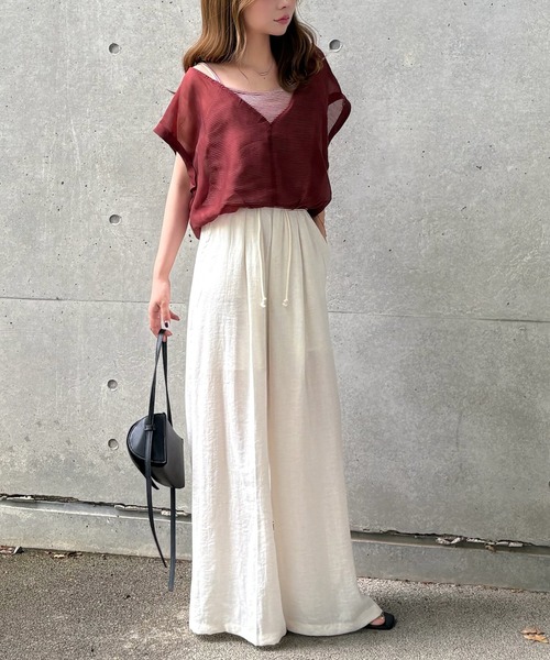 LAULEN(ローレン)の「linen wide relax pants /コード付き ワイド リラックス パンツ(その他パンツ・レディース・ブラック/ベージュ/アイボリー・FREE)」の15枚目の写真