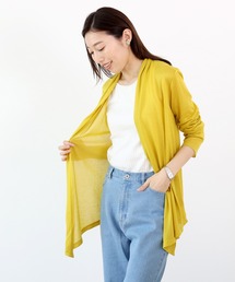 【UVカット】スリムストレッチメッシュドレープカーディガン