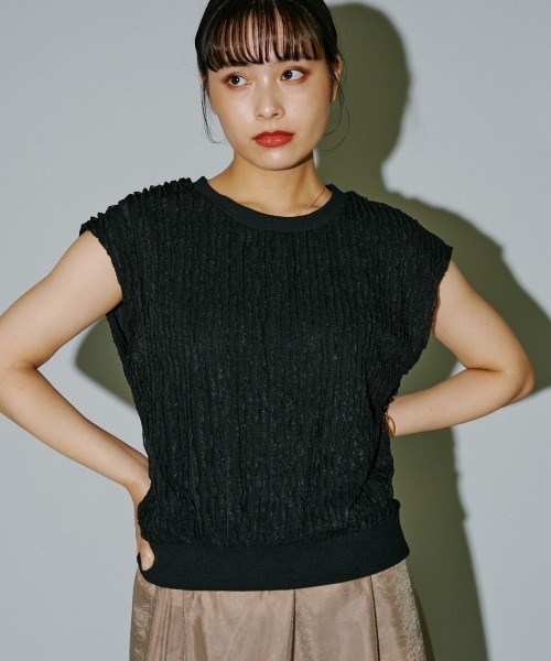 terrace(テラス)の「ビラビラカットストライププルオーバー(Tシャツ/カットソー・レディース・オフホワイト/ブルー/ブラック/ベージュ・MEDIUM)」の1枚目の写真