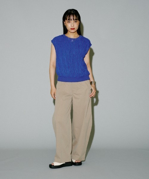 terrace(テラス)の「ビラビラカットストライププルオーバー(Tシャツ/カットソー・レディース・オフホワイト/ブルー/ブラック/ベージュ・MEDIUM)」の10枚目の写真