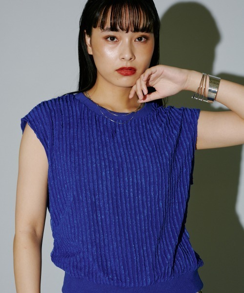 terrace(テラス)の「ビラビラカットストライププルオーバー(Tシャツ/カットソー・レディース・オフホワイト/ブルー/ブラック/ベージュ・MEDIUM)」の16枚目の写真