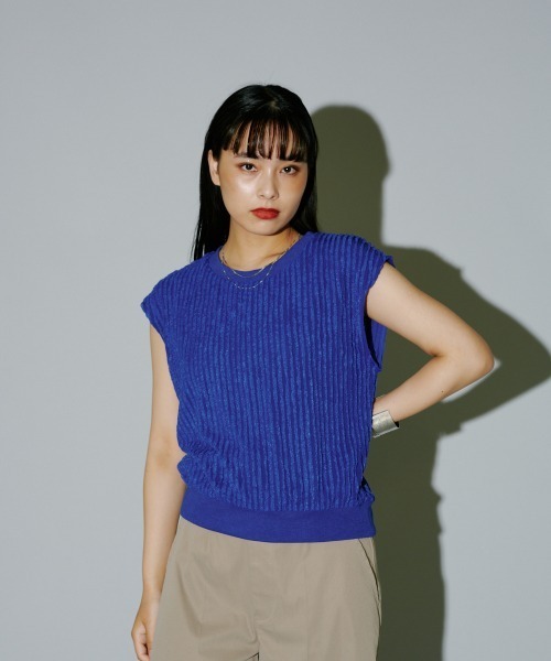terrace(テラス)の「ビラビラカットストライププルオーバー(Tシャツ/カットソー・レディース・オフホワイト/ブルー/ブラック/ベージュ・MEDIUM)」の15枚目の写真