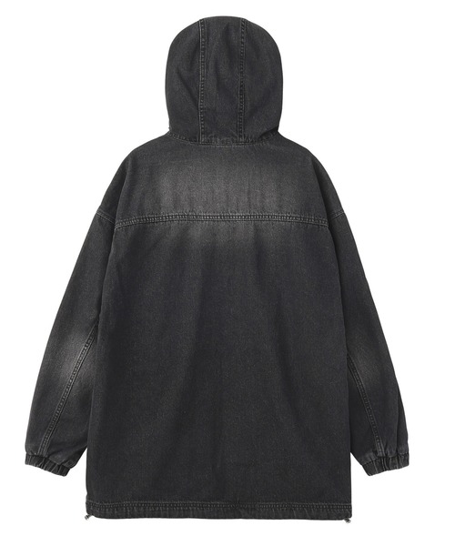 X-girl（エックスガール）の「DENIM ANORAK DRESS（ワンピース・レディース・ブラック/ライトインディゴブルー・S/M）」の3枚目の写真