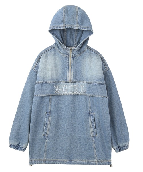 X-girl（エックスガール）の「DENIM ANORAK DRESS（ワンピース・レディース・ブラック/ライトインディゴブルー・S/M）」の14枚目の写真