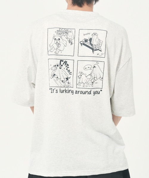 CORISCO（コリスコ）の「アニマルお化け柄Tシャツ(M1)（Tシャツ/カットソー・メンズ・ブラック/オートミール/チャコールグレー/ホワイト・MEDIUM/LARGE/X-LARGE）」の4枚目の写真