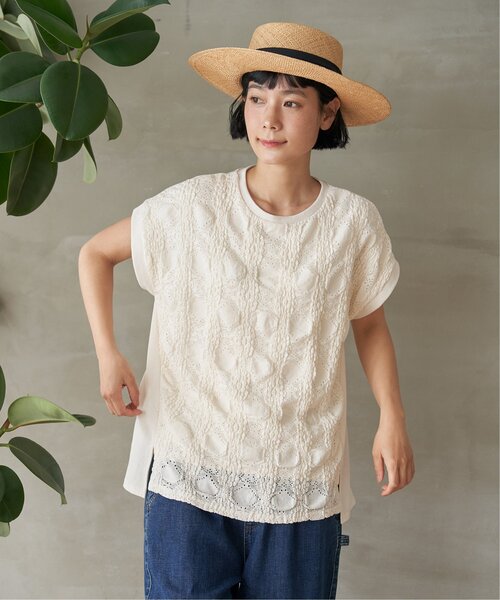 LBC（エルビーシー）の「【プチプラ1990円（税込）】レースジャカード切り替えプルオーバー（Tシャツ/カットソー・レディース・ホワイト/グリーン/ピンク/ネイビー・L/M）」の13枚目の写真